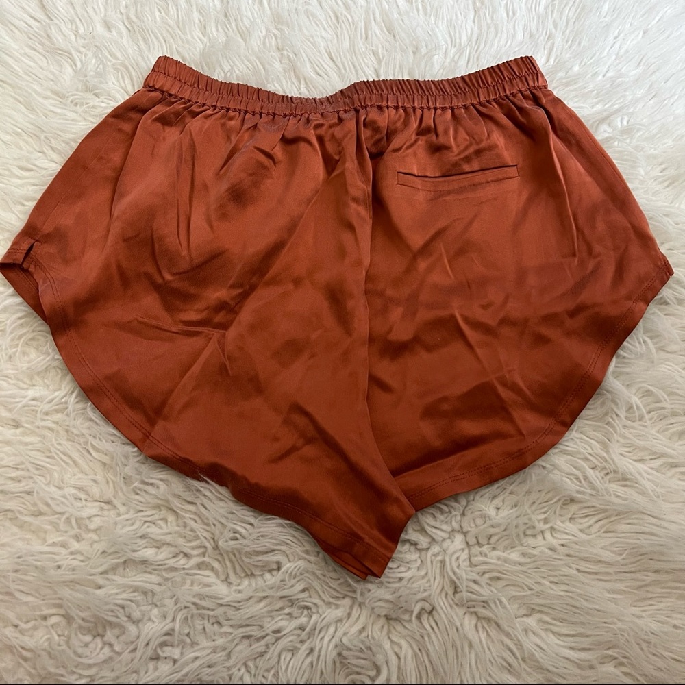 lunya rust orange silk shorts
